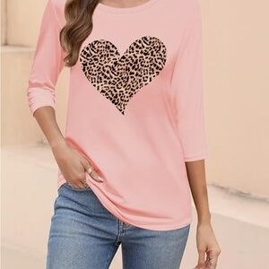 Leopard Heart Pink Women's Top